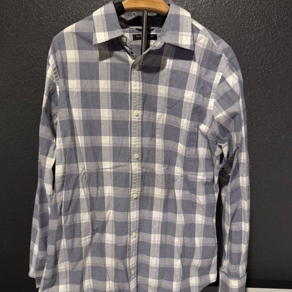 Men’s Plaid Button-Down Shirt – Size Large – 100% Cotton